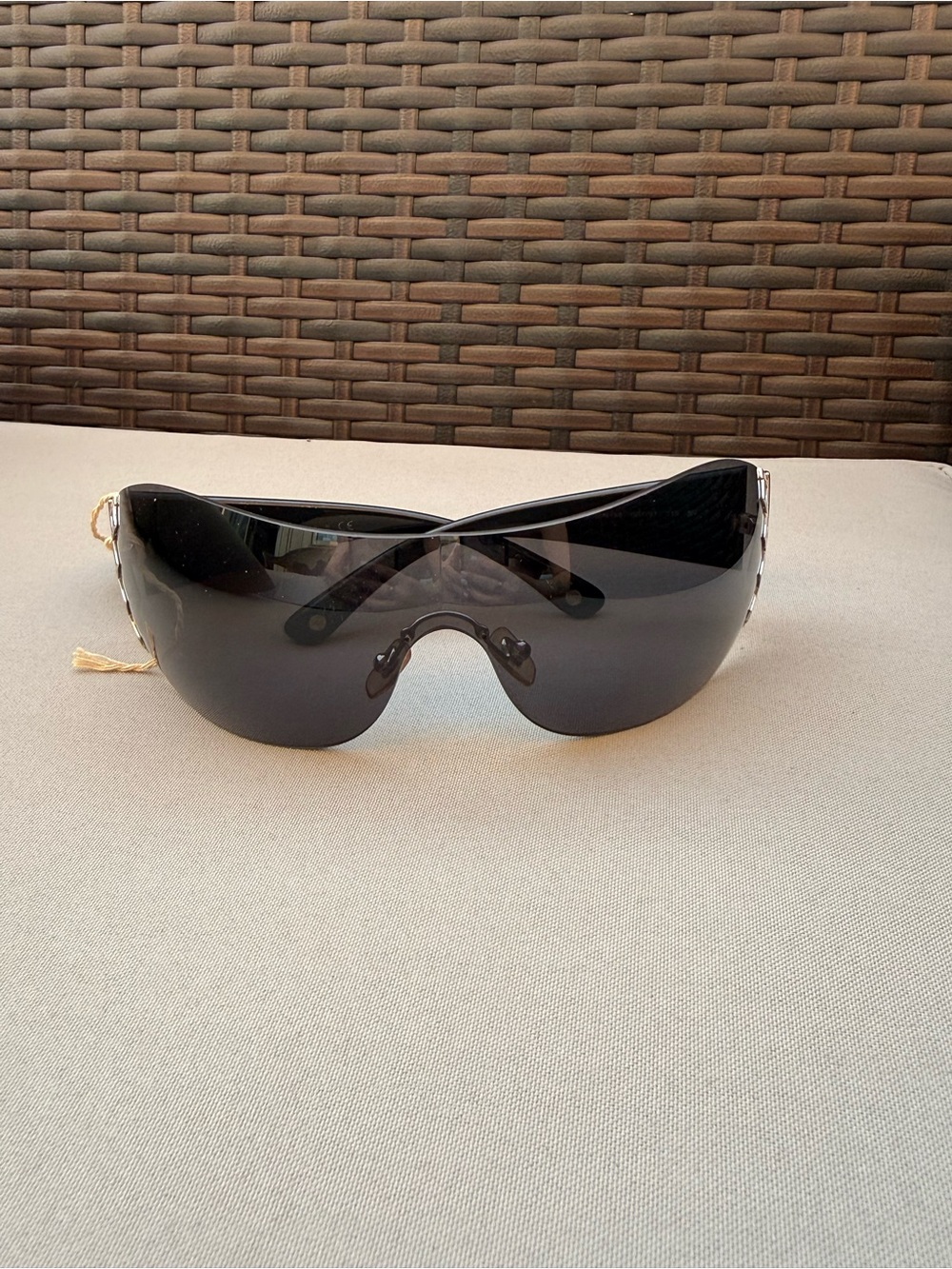 Versace Insane Y2K Black Shield Sunglasses with Silver Temples - Picture 3 of 8